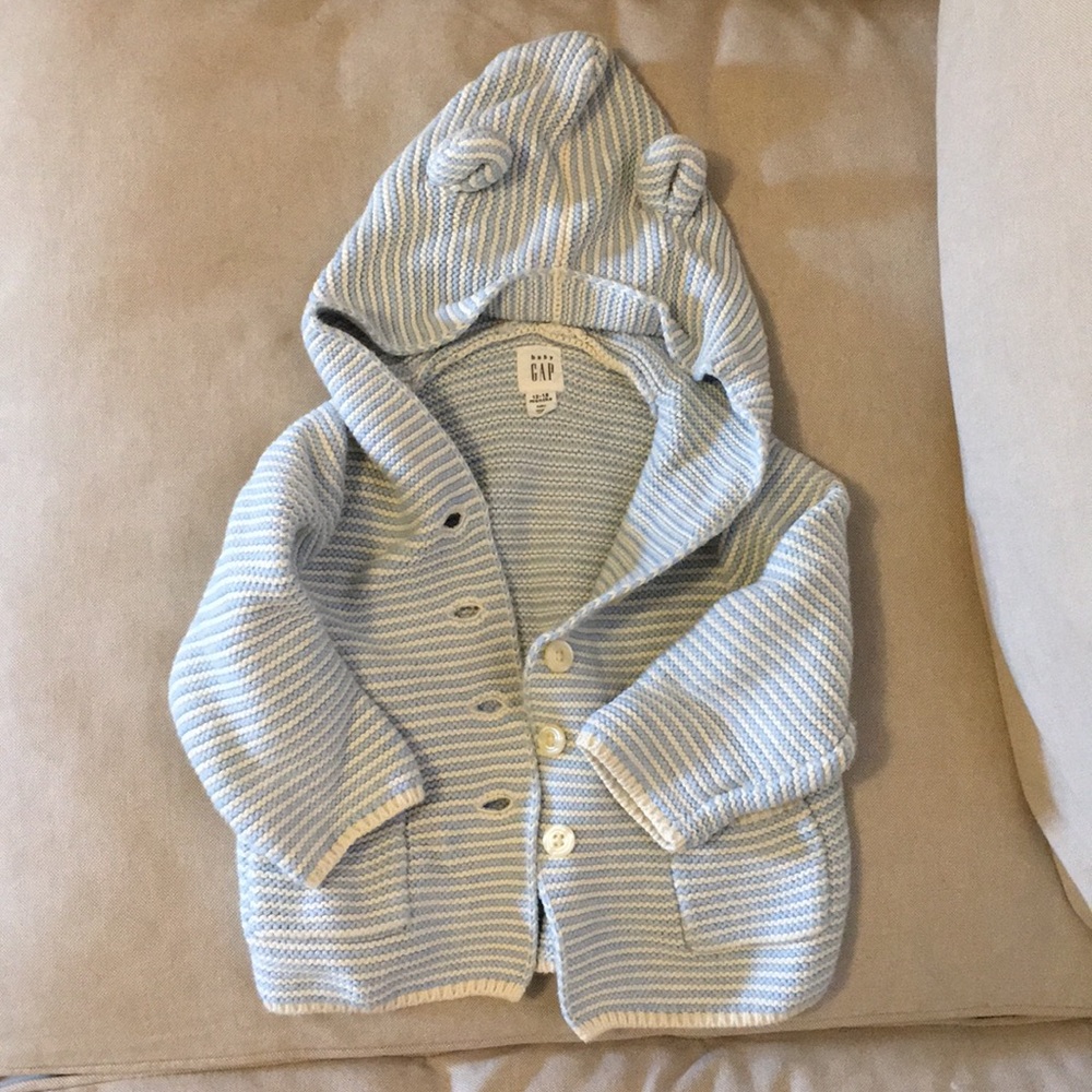 Baby Gap garter bear cardigan blue stripe